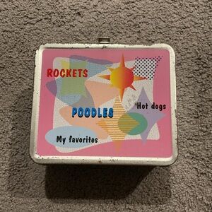 Contempo Casuals Vintage Rocket Poodles Retro Pink Metal Lunchbox Whimsigoth Y2K